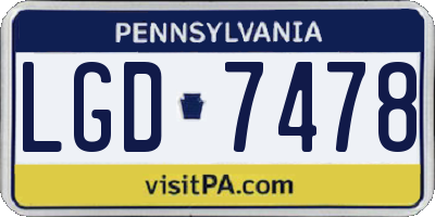 PA license plate LGD7478