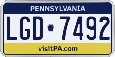 PA license plate LGD7492