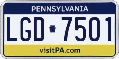 PA license plate LGD7501