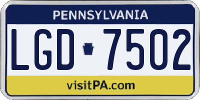 PA license plate LGD7502