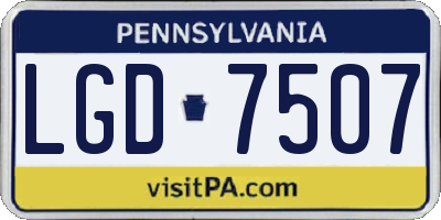 PA license plate LGD7507