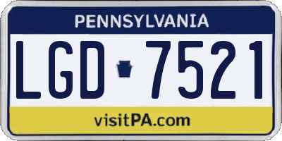 PA license plate LGD7521