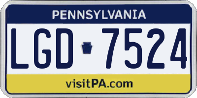 PA license plate LGD7524