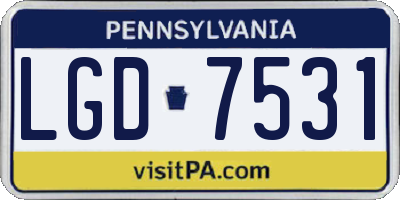 PA license plate LGD7531