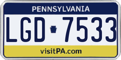 PA license plate LGD7533