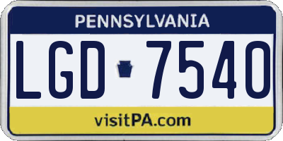 PA license plate LGD7540
