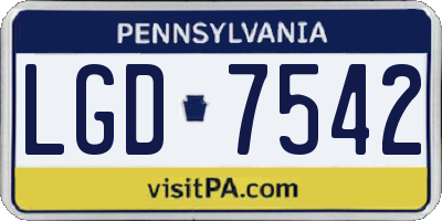 PA license plate LGD7542