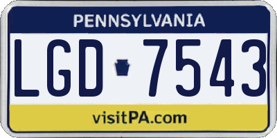 PA license plate LGD7543