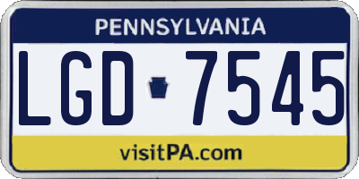 PA license plate LGD7545
