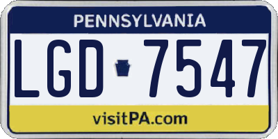 PA license plate LGD7547