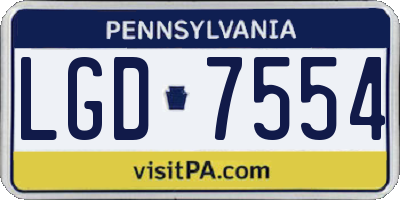 PA license plate LGD7554
