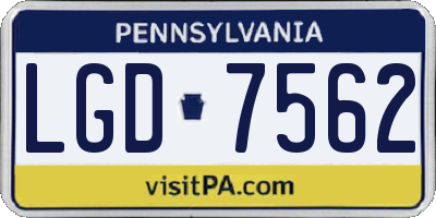 PA license plate LGD7562