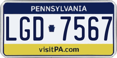 PA license plate LGD7567