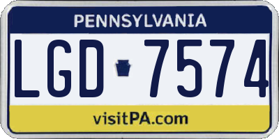 PA license plate LGD7574