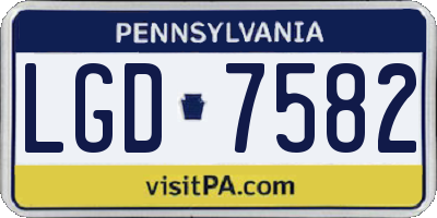 PA license plate LGD7582