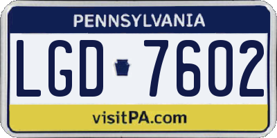 PA license plate LGD7602