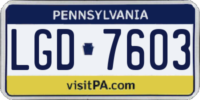 PA license plate LGD7603