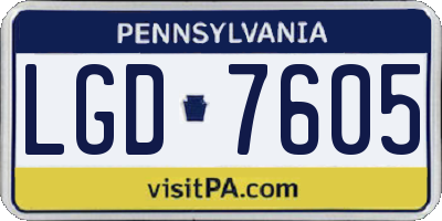 PA license plate LGD7605