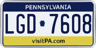 PA license plate LGD7608