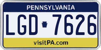 PA license plate LGD7626