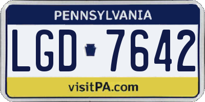 PA license plate LGD7642