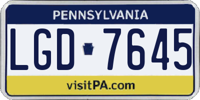 PA license plate LGD7645