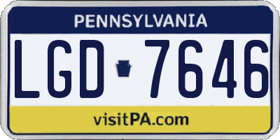 PA license plate LGD7646