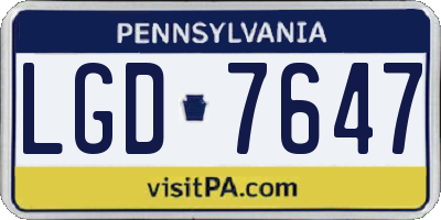PA license plate LGD7647