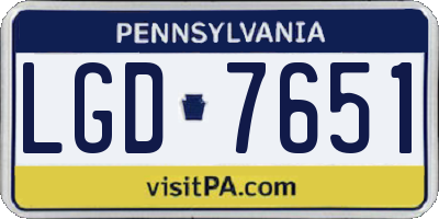 PA license plate LGD7651