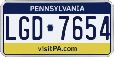 PA license plate LGD7654