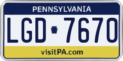 PA license plate LGD7670