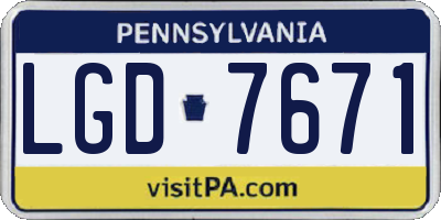 PA license plate LGD7671