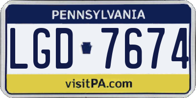 PA license plate LGD7674