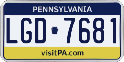 PA license plate LGD7681