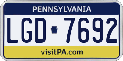 PA license plate LGD7692