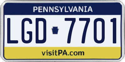 PA license plate LGD7701