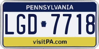 PA license plate LGD7718