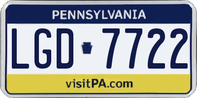 PA license plate LGD7722