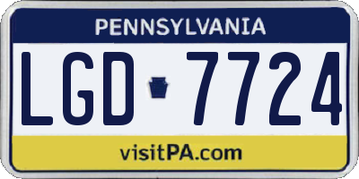 PA license plate LGD7724