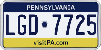 PA license plate LGD7725