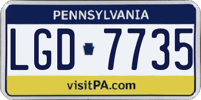 PA license plate LGD7735