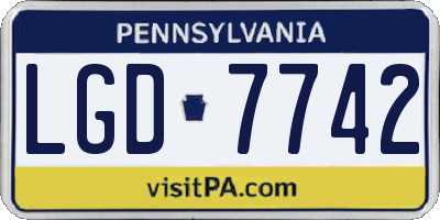 PA license plate LGD7742
