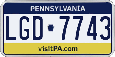 PA license plate LGD7743