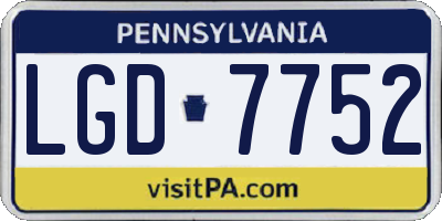 PA license plate LGD7752