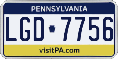 PA license plate LGD7756