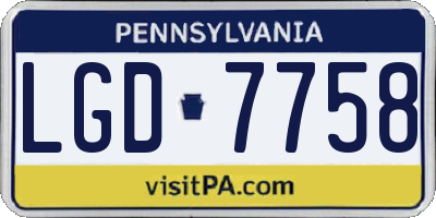 PA license plate LGD7758