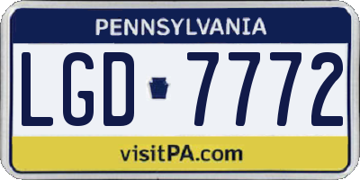 PA license plate LGD7772
