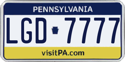 PA license plate LGD7777