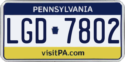 PA license plate LGD7802