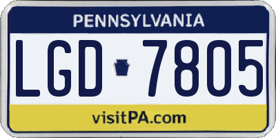 PA license plate LGD7805